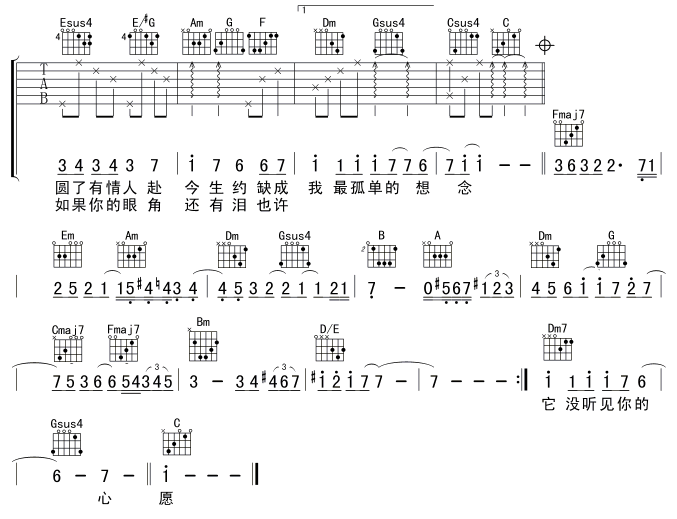 上弦月吉他谱子-3