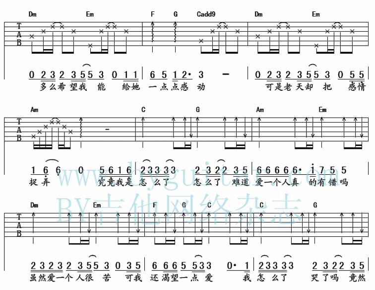 难道爱一个人有错吗吉他谱子-3