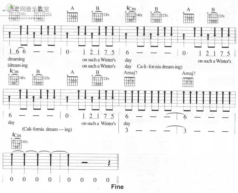 California Dreaming 加州之梦(吉他谱)吉他谱子-4