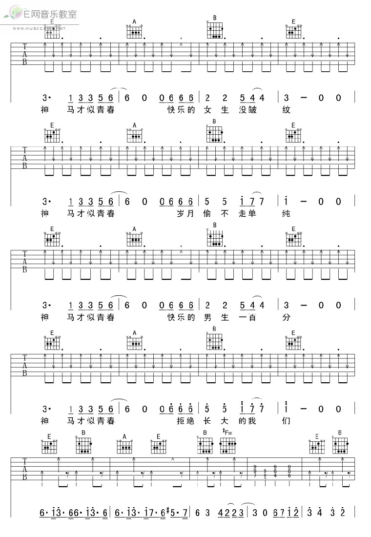 给力青春吉他谱子-3