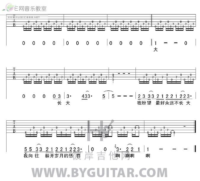 长大吉他谱子-4