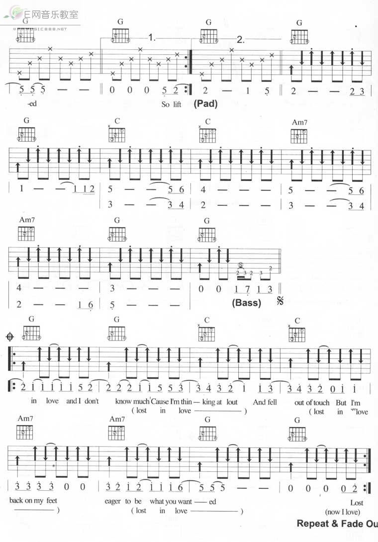Lost In Love吉他谱子-3