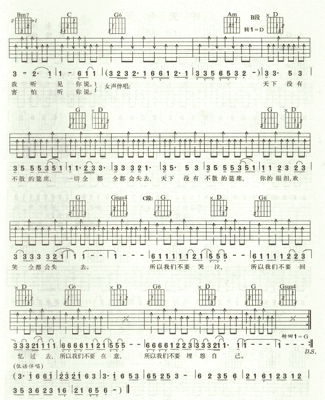 天下没有不散的筵席吉他谱子-2