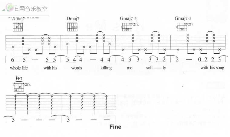Killing Me Softly With His Song吉他谱子-5