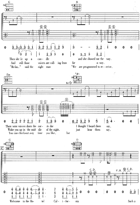 加州旅馆吉他谱子-4