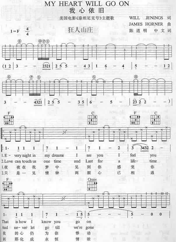 My Heart Will Go On吉他谱子-1