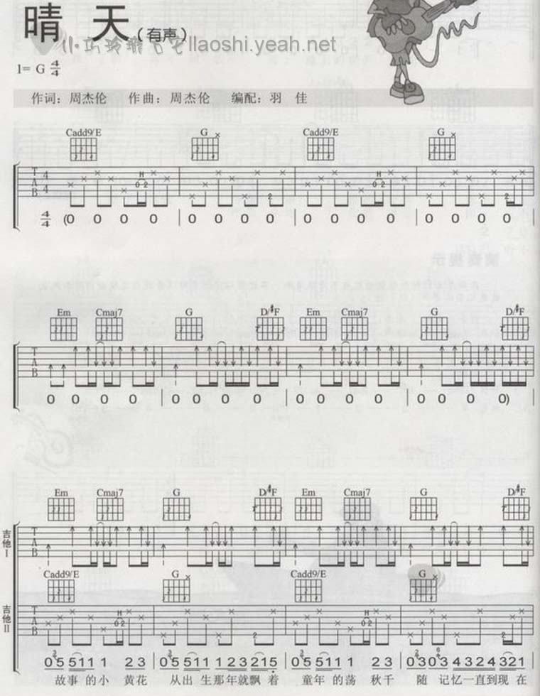 晴天简谱c调_晴天简谱钢琴谱c调(3)