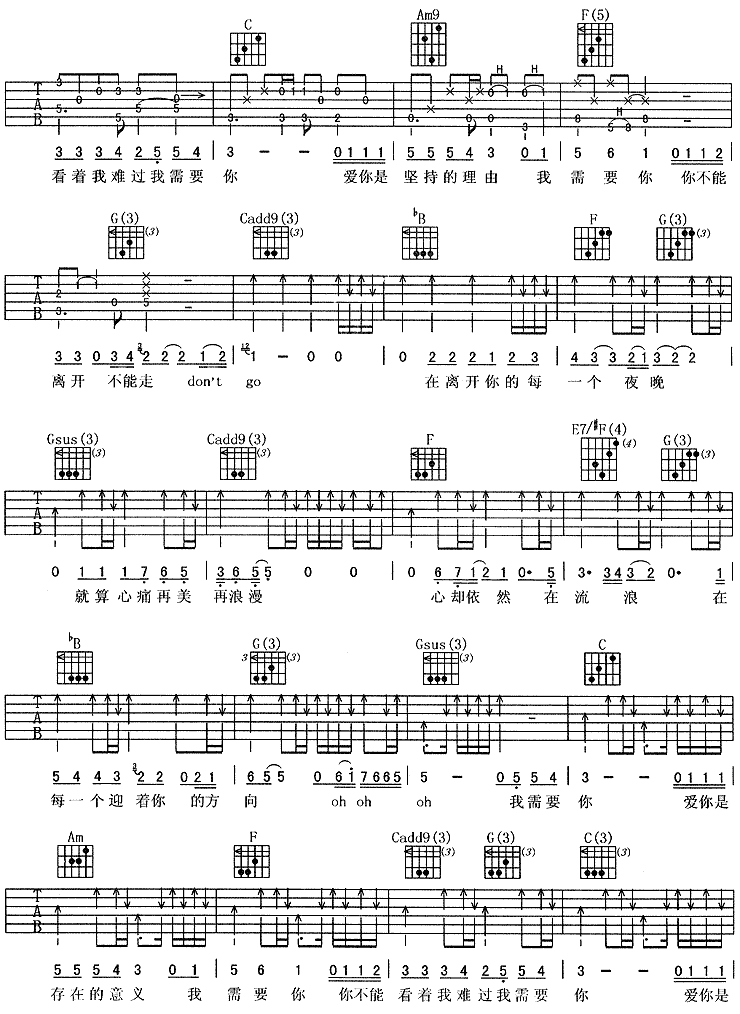 我需要你吉他谱子-3