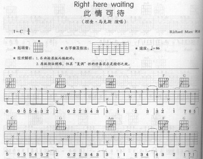 Right here waiting 吉他谱子-1