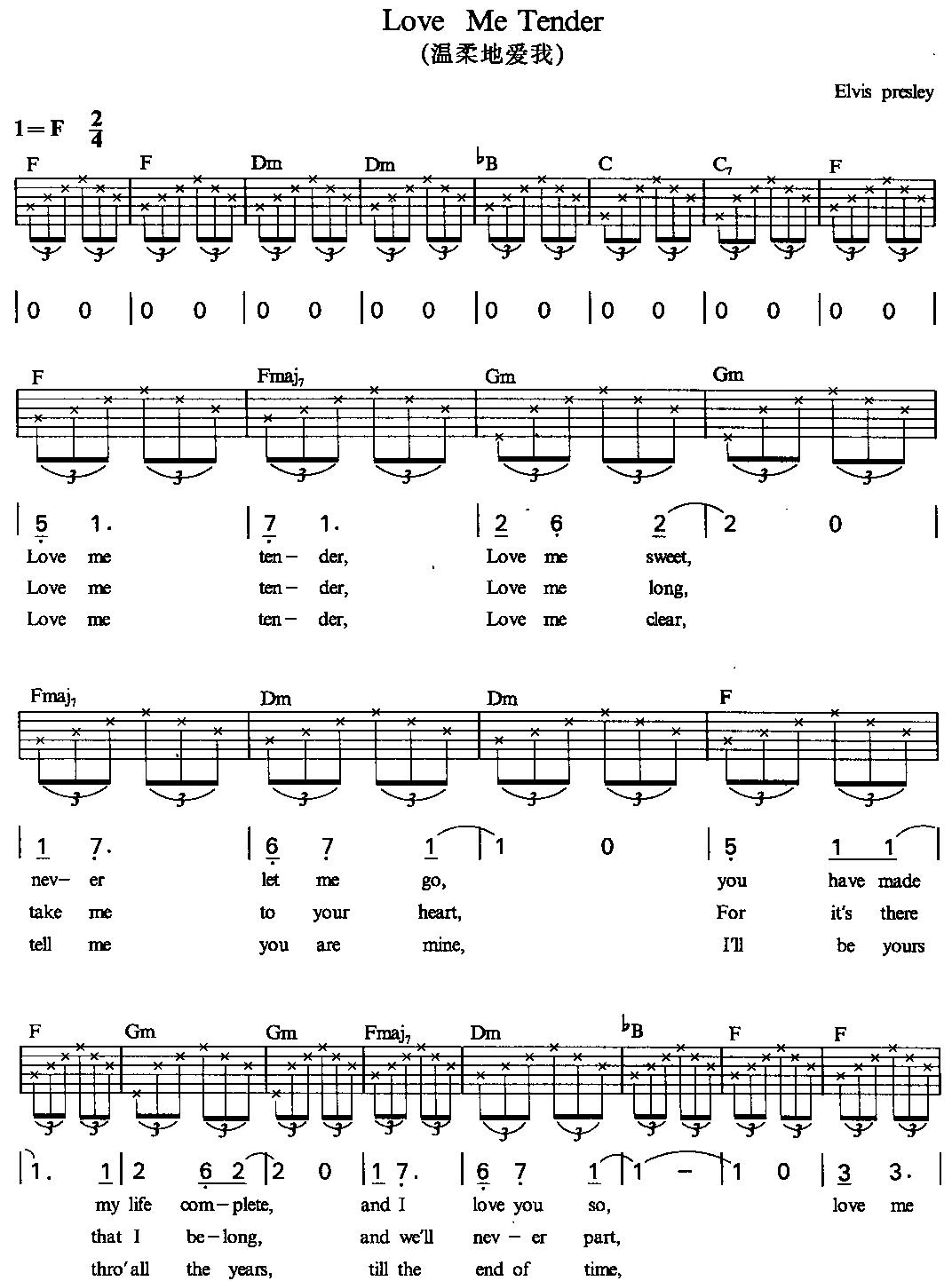 Love Me Tendr(温柔地爱我)吉他谱子-1