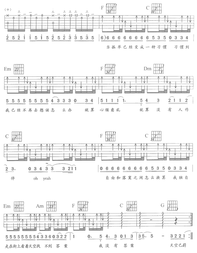一辈子的孤单吉他谱子-4