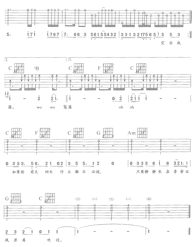 为你执着吉他谱子-3