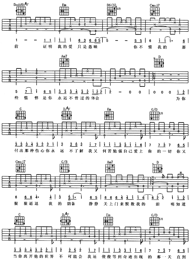 痴心绝对吉他谱子-2