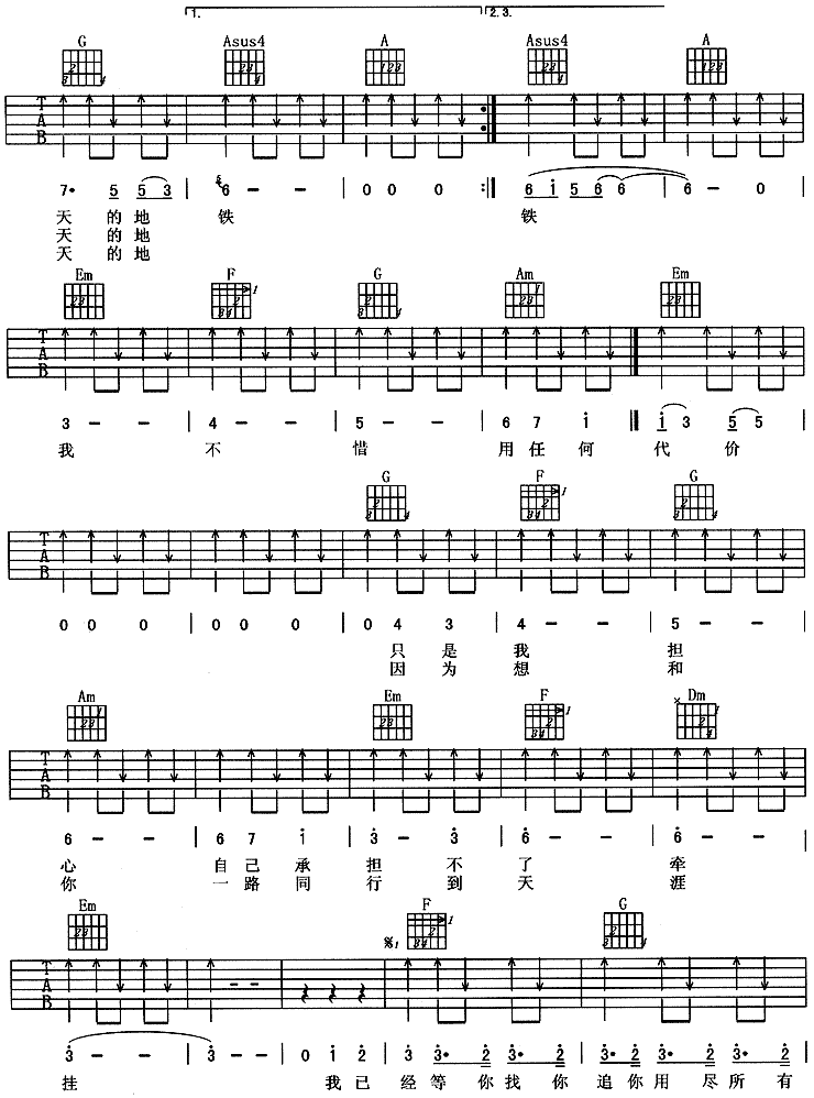 开往春天的地铁吉他谱子-2