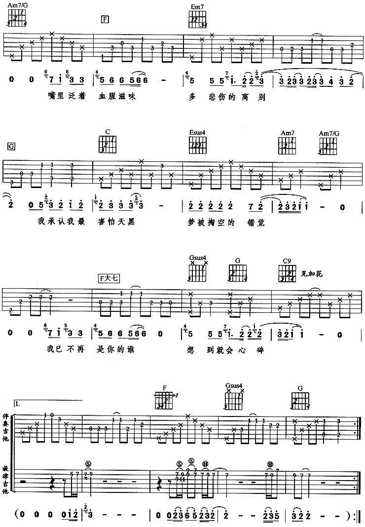 天黑吉他谱子-3