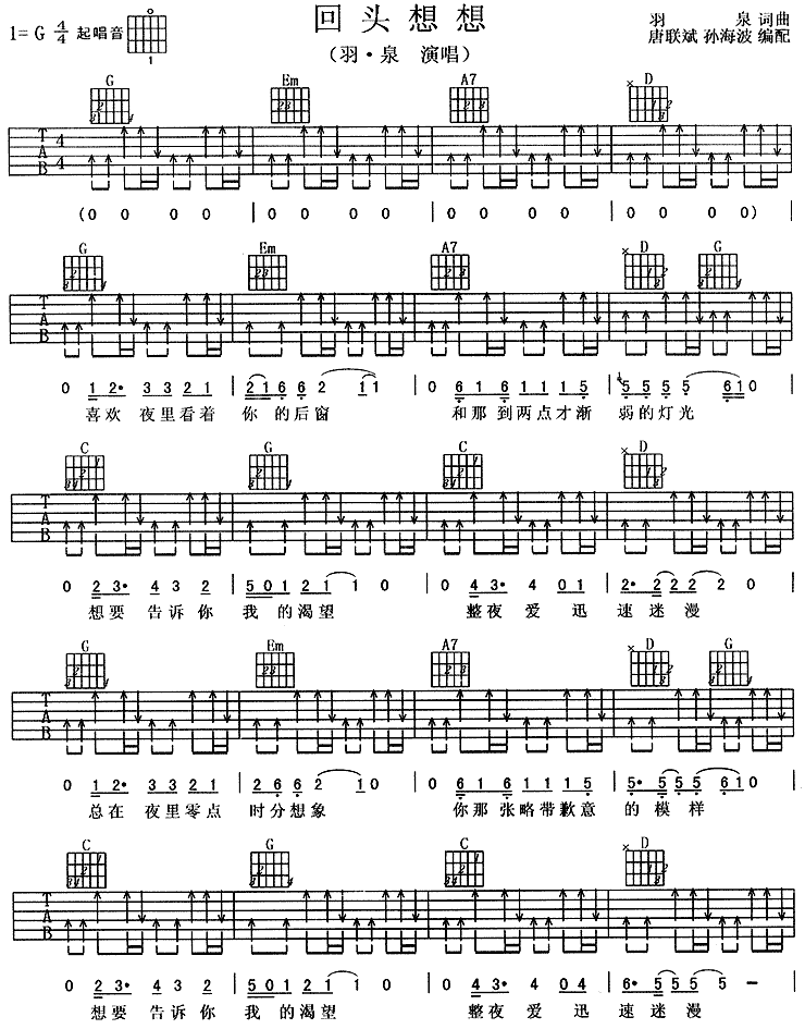 回头想想吉他谱子-1