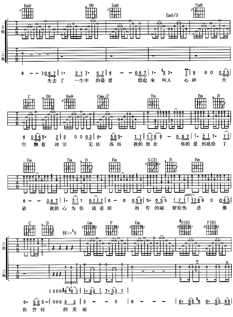 你的爱给了谁吉他谱子-2