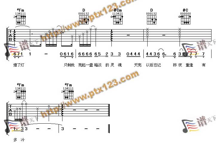 想你零点零一分吉他谱子-3