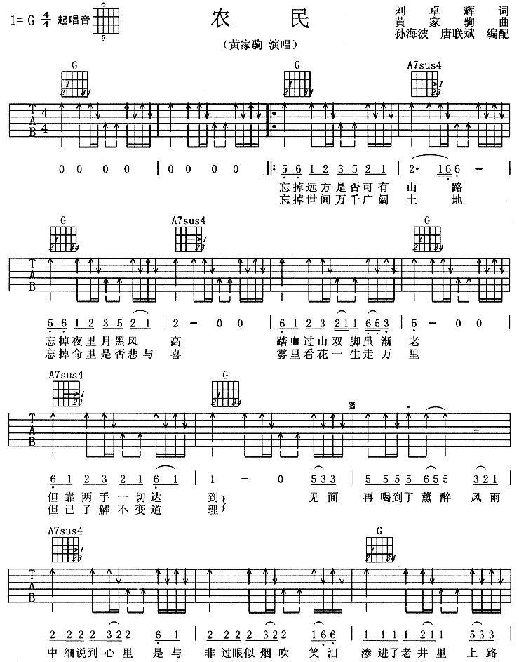 农民吉他谱子-1