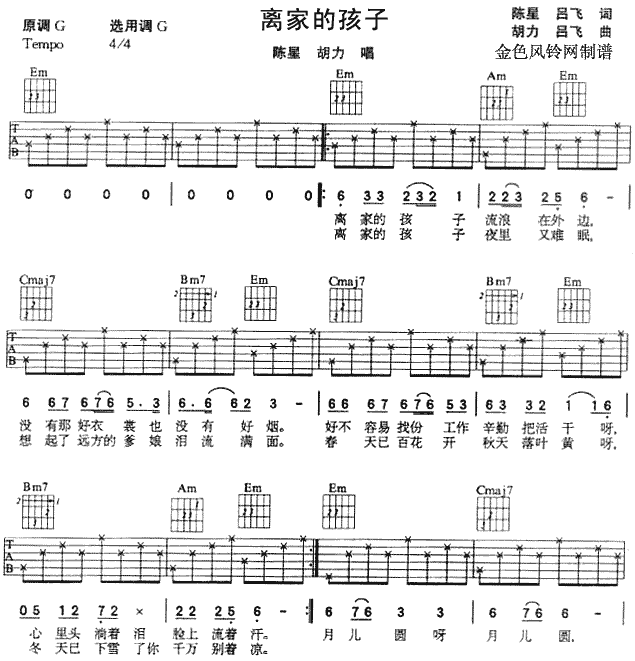 离家的孩子吉他谱子-1