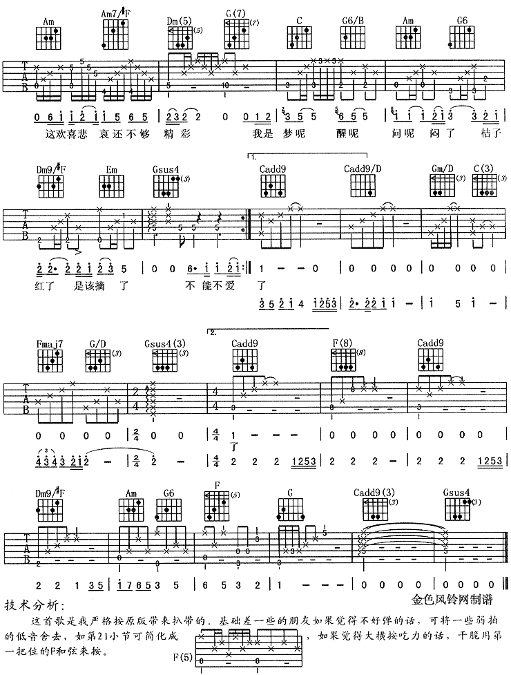 桔子红了吉他谱子-3