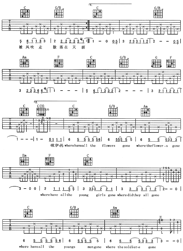 那些花儿吉他谱子-3