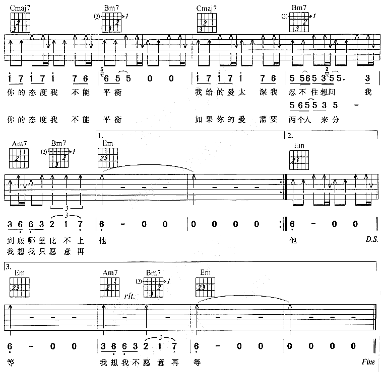 只爱你一个人吉他谱子-3