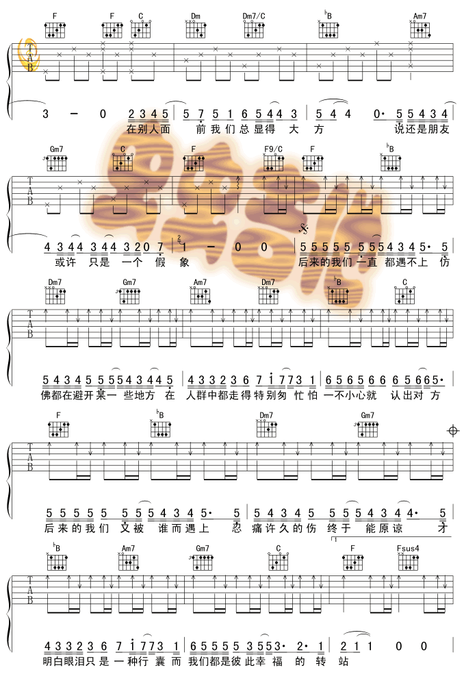 后来的我们吉他谱子-2