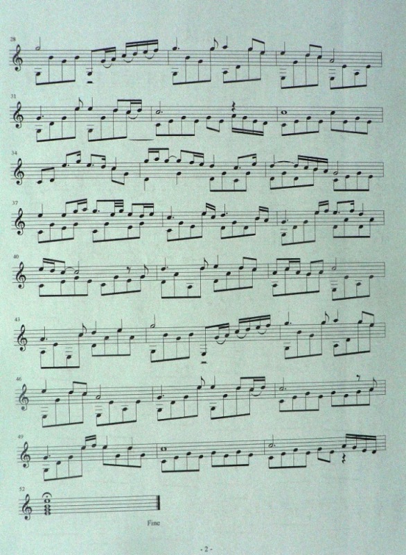 望春风独奏曲（五线谱)吉他谱子-2