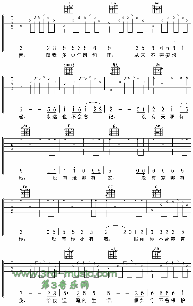 酒干淌卖无(《搭错车》主题曲)吉他谱子-2