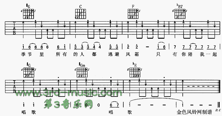 只有你陪我一起唱歌吉他谱子-3