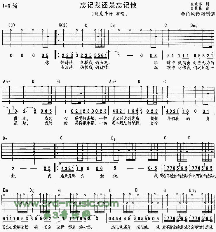 忘记我还是忘记他吉他谱子-1