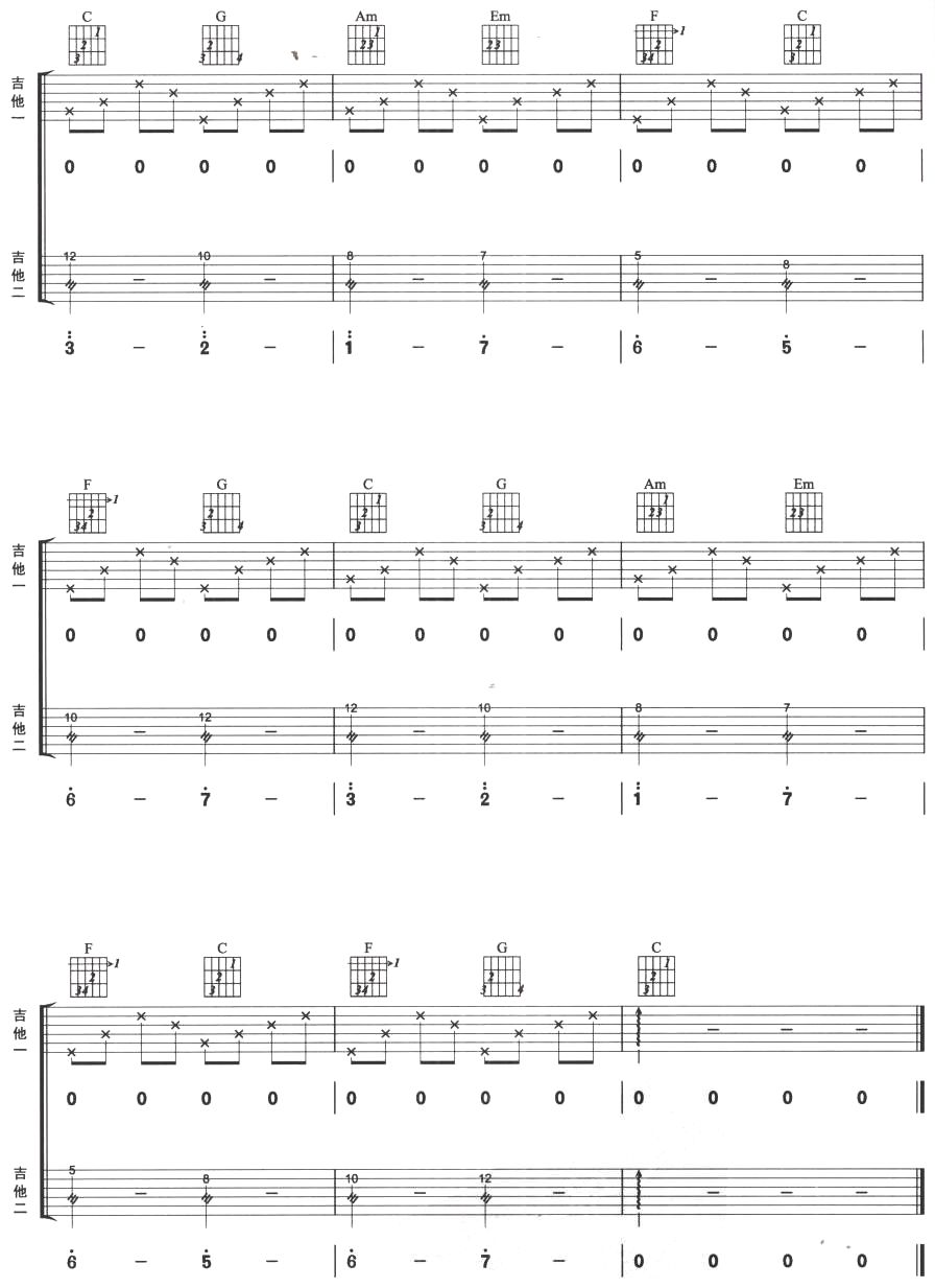 卡农(双吉他)吉他谱子-7