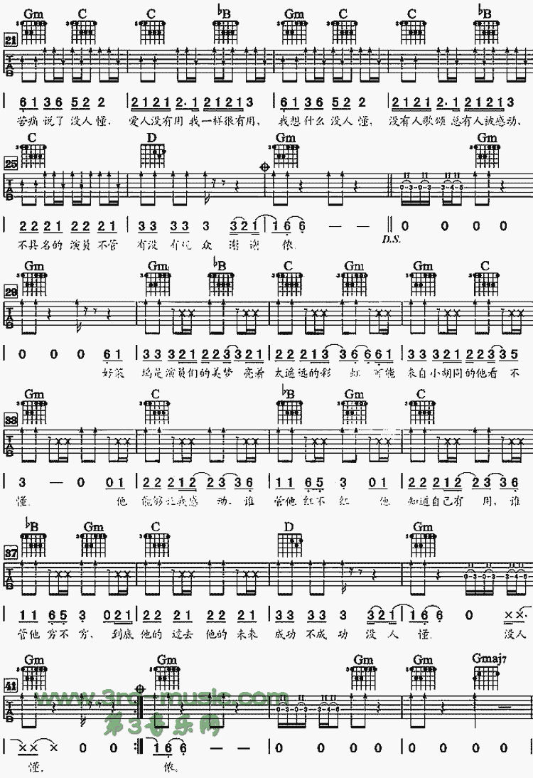 谢谢侬吉他谱子-2
