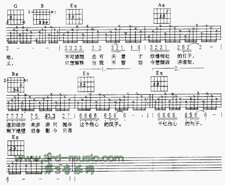 一起走过的日子吉他谱子-2