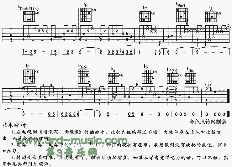 烟雨濛濛吉他谱子-3